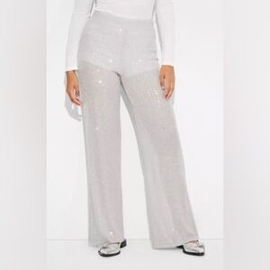 NEW Wild Fable Silver Sequin Wide-Leg Pants